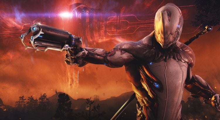 Warframe statistics: Game character holding a gun